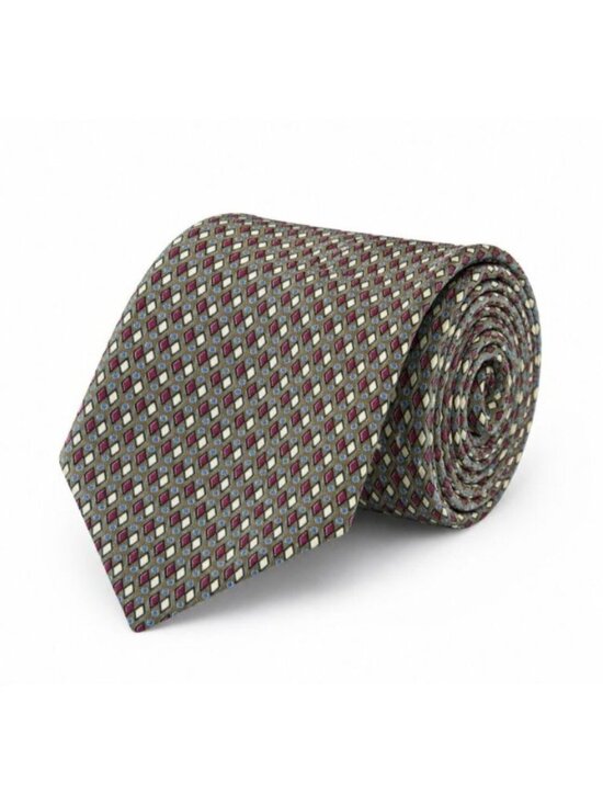 john henry Other - John Henry 100% Silk Geometric Necktie Brown Blue Burgundy Diamond USA 4"
